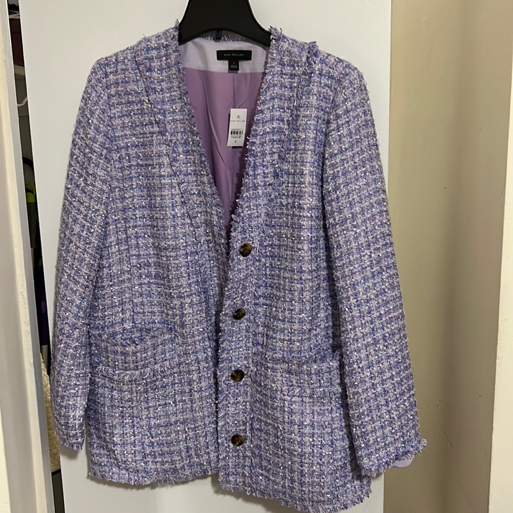 NWT purple tweed Ann Taylor blazer size 8